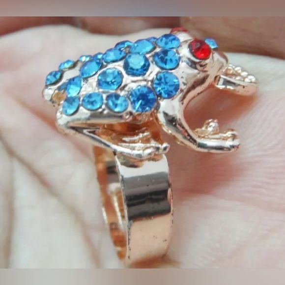 CHARMING 25x17MM ROSE GOLD VERMEIL FENGSHUI TOAD RING SIZE CAN BE RESIZED - Picture 3 of 4